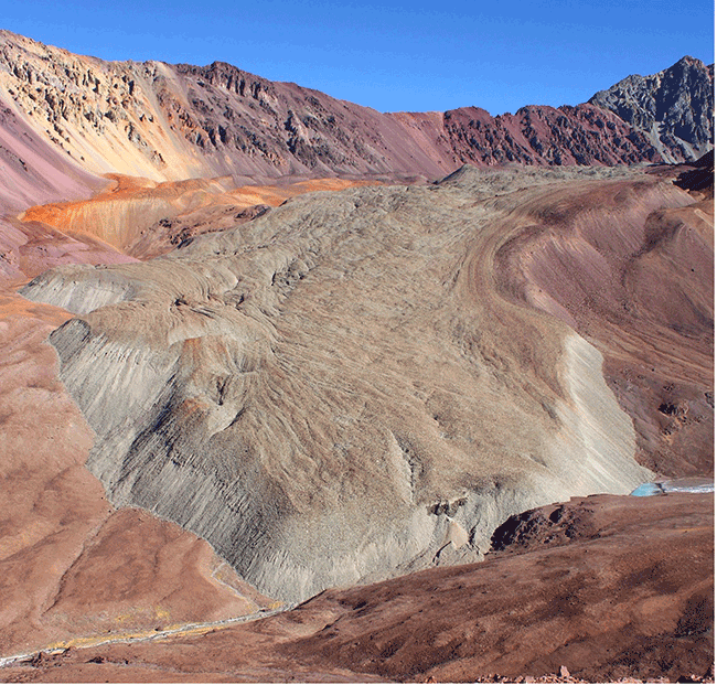 The Calingasta glacier, San Juan province, Argentina, 2014. This type of debris glacier is common in the northern, dry parts of the Argentinean Andes. © Mariano Castro/IANIGLA-CONICET